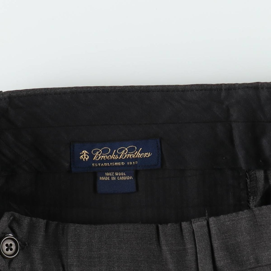 Brooks Brothers 346 Two-Pleat Wool Trousers, Made in Canada, Men's Size W31 (approx.) wool Charcoal Vintage Second Hand