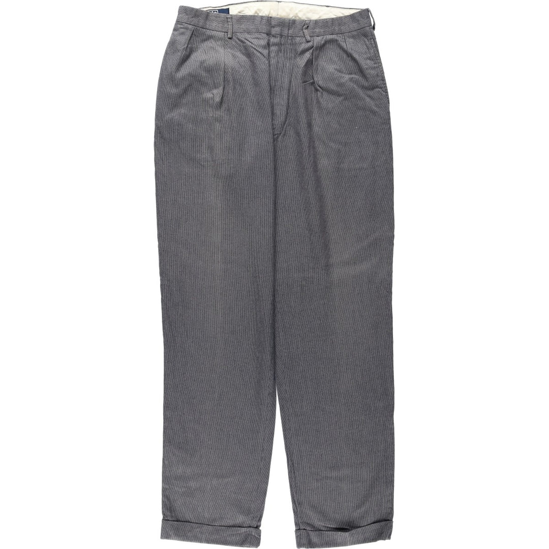 Ralph Lauren POLO by Ralph Lauren Men's Two-Pleated Cotton Slacks, Size W33 cotton gray type Vintage Second Hand