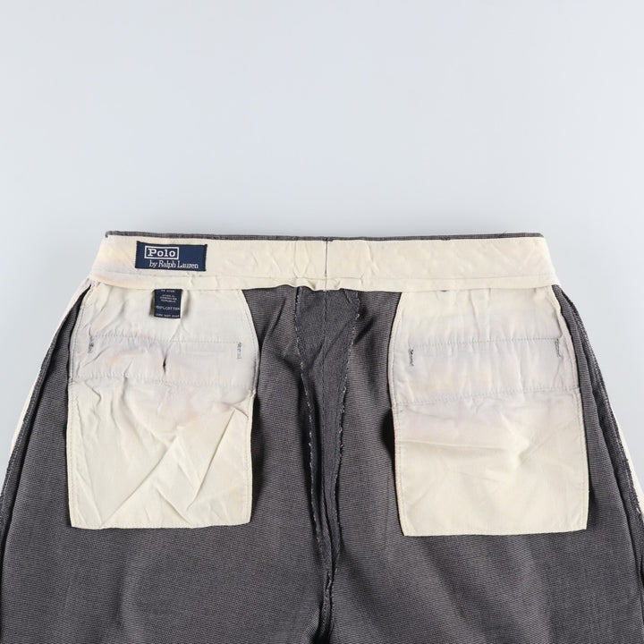 Ralph Lauren POLO by Ralph Lauren Men's Two-Pleated Cotton Slacks, Size W33 cotton gray type Vintage Second Hand