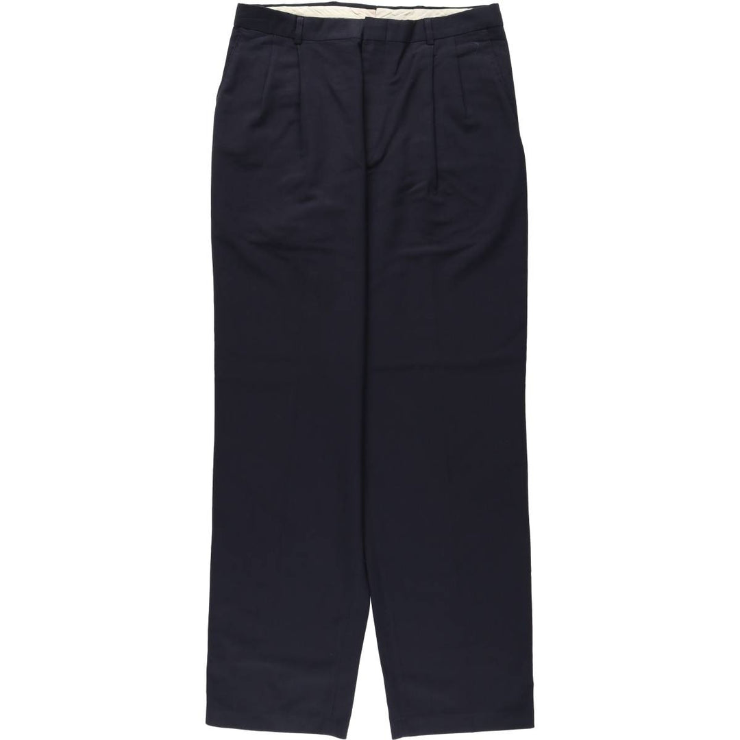 1990'S Levi's Travelers Dress Slacks, Two-Pleat Trousers, Men's Size W33 (approx.), Vintage polyester navy blue type Vintage Second Hand