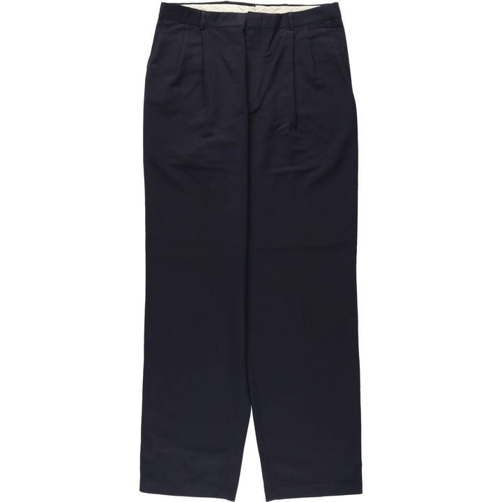 1990'S Levi's Travelers Dress Slacks, Two-Pleat Trousers, Men's Size W33 (approx.), Vintage polyester navy blue type Vintage Second Hand