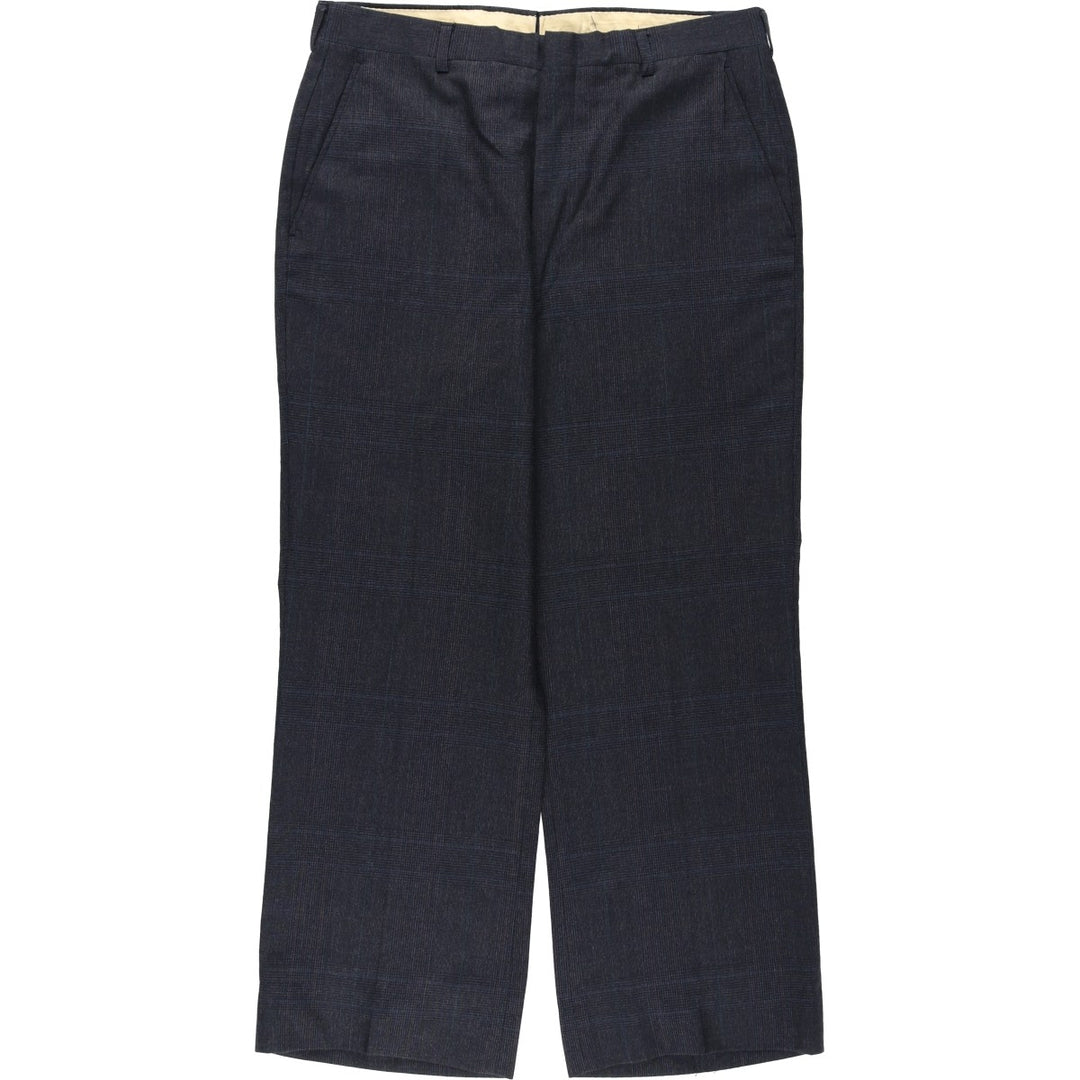 ~90'S Check Pattern Glen Plaid Slacks Pants Men's W32 (approx.) Vintage unclear Charcoal Vintage Second Hand