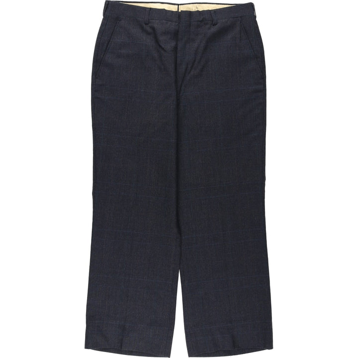 ~90'S Check Pattern Glen Plaid Slacks Pants Men's W32 (approx.) Vintage unclear Charcoal Vintage Second Hand