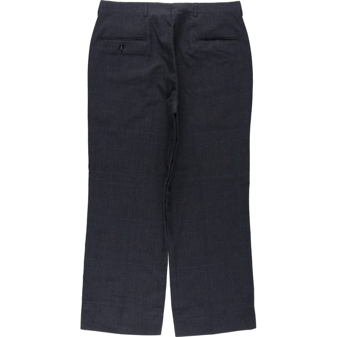 ~90'S Check Pattern Glen Plaid Slacks Pants Men's W32 (approx.) Vintage unclear Charcoal Vintage Second Hand