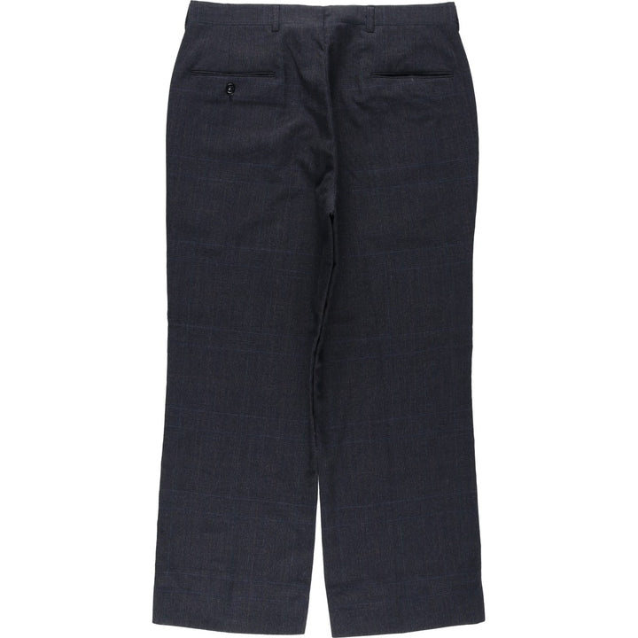 ~90'S Check Pattern Glen Plaid Slacks Pants Men's W32 (approx.) Vintage unclear Charcoal Vintage Second Hand