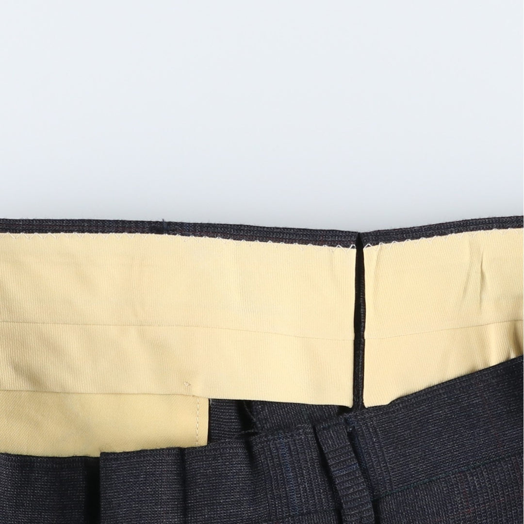 ~90'S Check Pattern Glen Plaid Slacks Pants Men's W32 (approx.) Vintage unclear Charcoal Vintage Second Hand