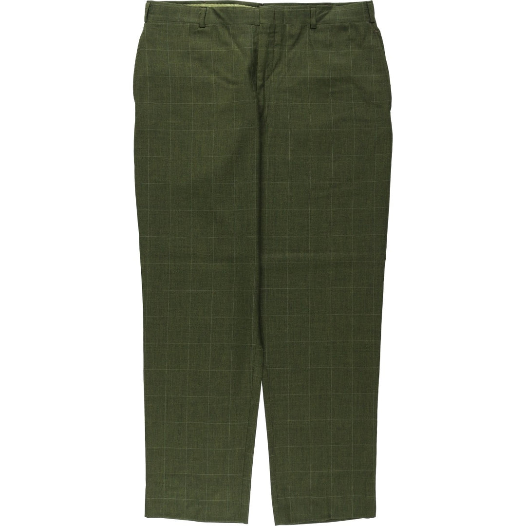 Vintage 90'S check pattern slacks pants, men's size W34 (approx.). unclear Green type dark green Vintage Second Hand