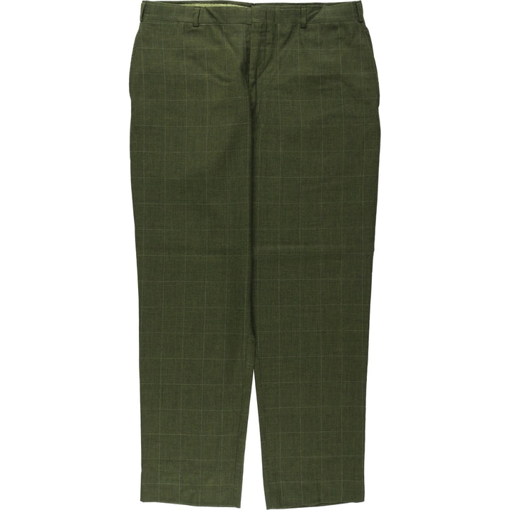 Vintage 90'S check pattern slacks pants, men's size W34 (approx.). unclear Green type dark green Vintage Second Hand