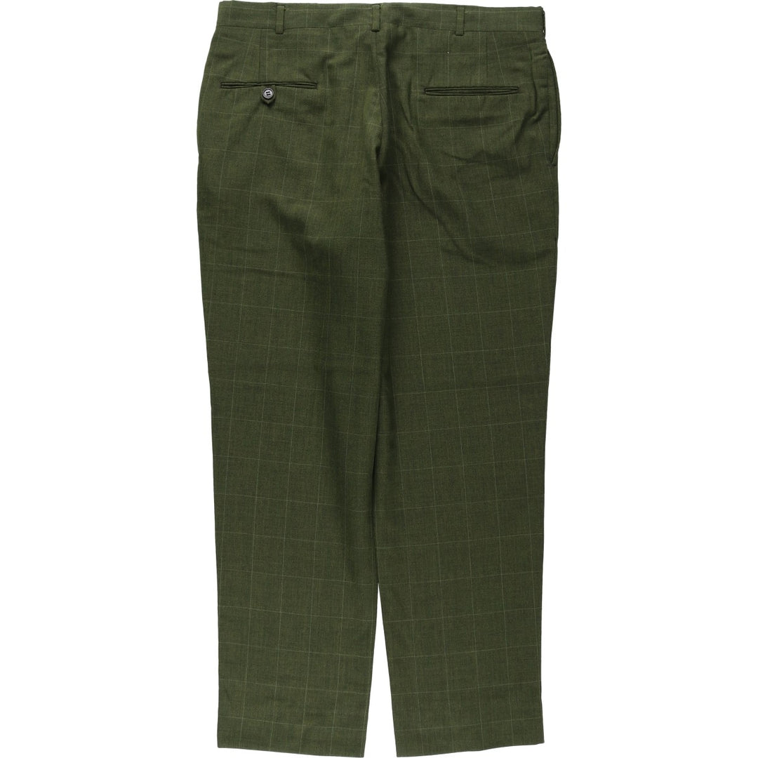 Vintage 90'S check pattern slacks pants, men's size W34 (approx.). unclear Green type dark green Vintage Second Hand