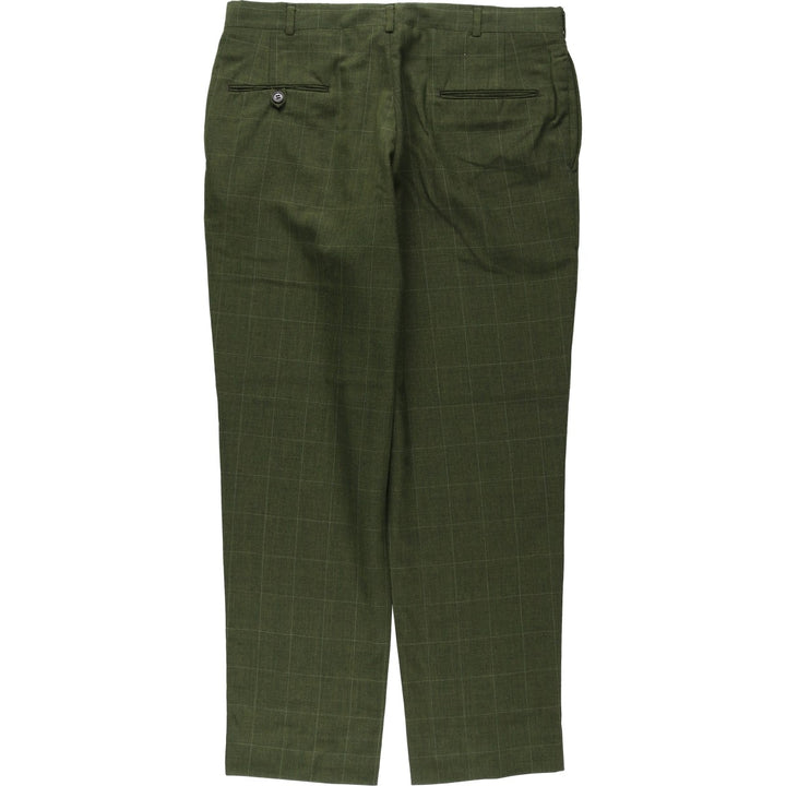 Vintage 90'S check pattern slacks pants, men's size W34 (approx.). unclear Green type dark green Vintage Second Hand