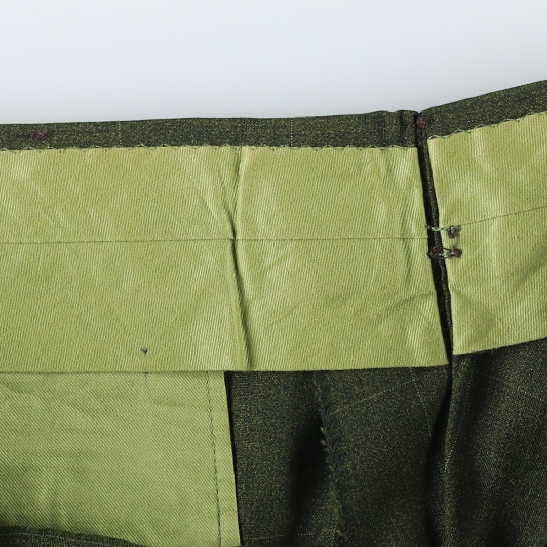 Vintage 90'S check pattern slacks pants, men's size W34 (approx.). unclear Green type dark green Vintage Second Hand