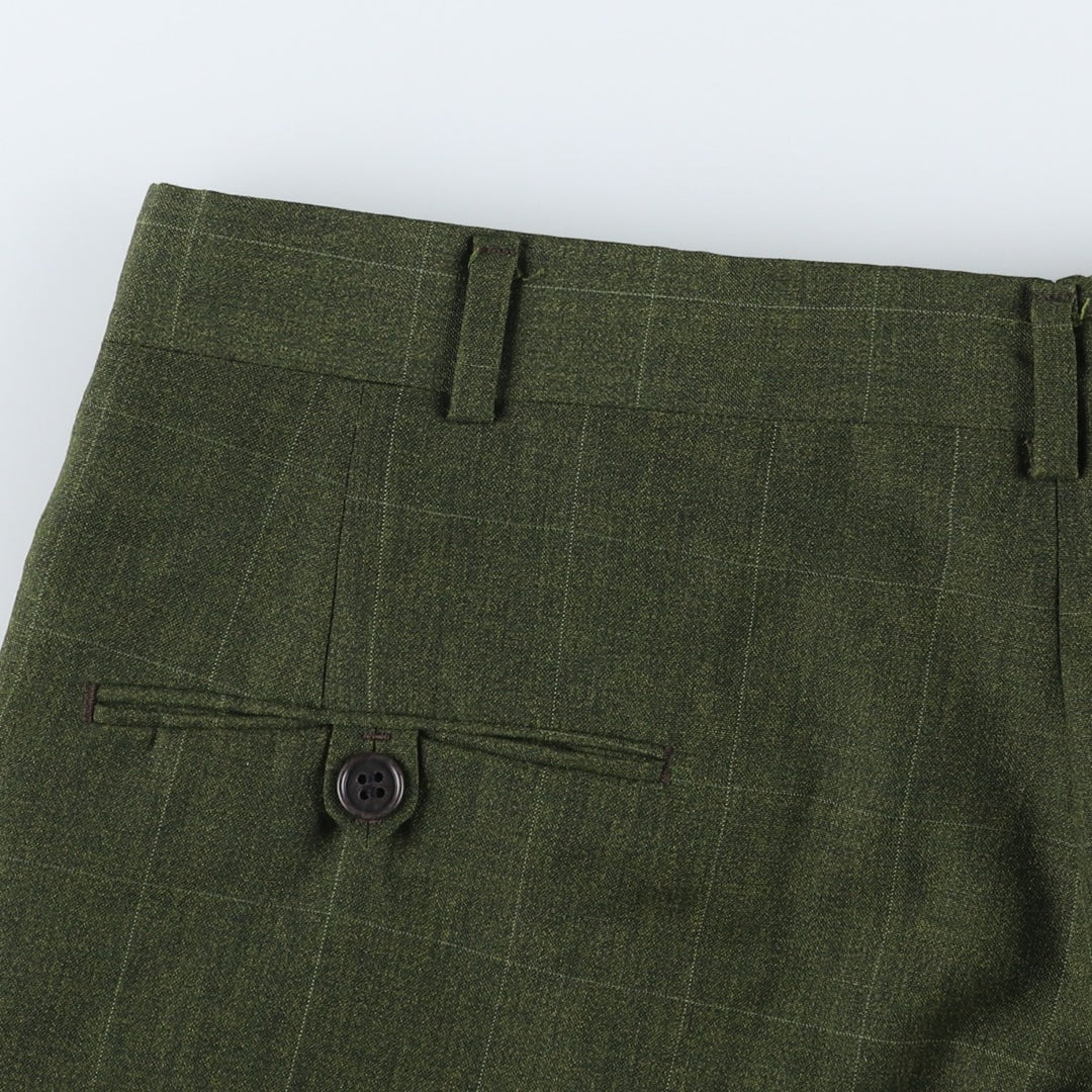 Vintage 90'S check pattern slacks pants, men's size W34 (approx.). unclear Green type dark green Vintage Second Hand