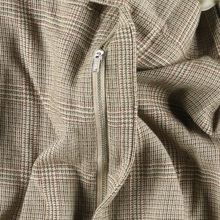 ~80'S Check Pattern Glen Plaid Two-Pleat Slacks Pants Men's W30 (approx.) unclear Beige type Vintage Second Hand