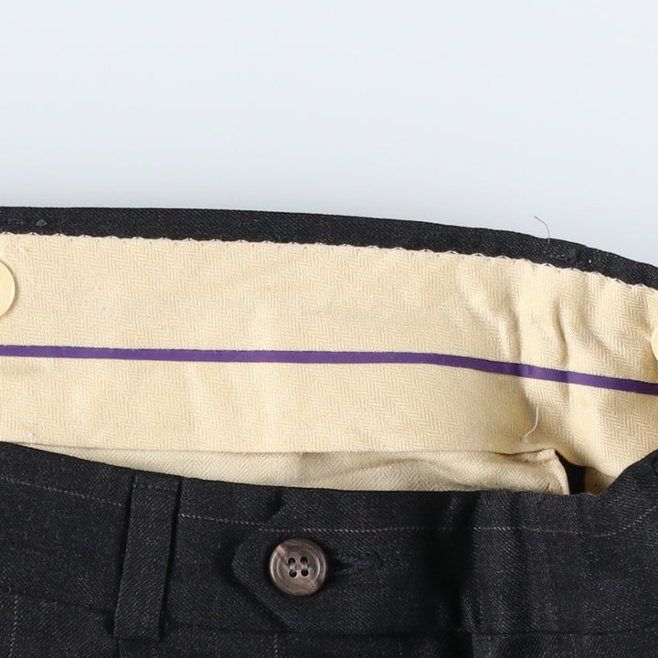 Stripe Pattern Two-pleat Slacks Pants for Men (W32 equivalent) unclear black type Vintage Second Hand
