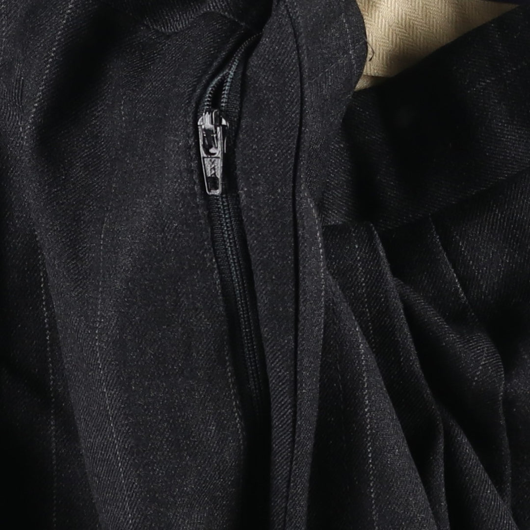Stripe Pattern Two-pleat Slacks Pants for Men (W32 equivalent) unclear black type Vintage Second Hand