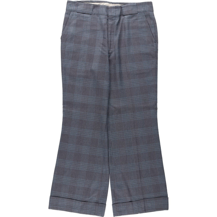 1970'S HARRIS SLACKS Glen Plaid Flare Pants, Men's Size W36 (approx.), Vintage unclear gray type Vintage Second Hand