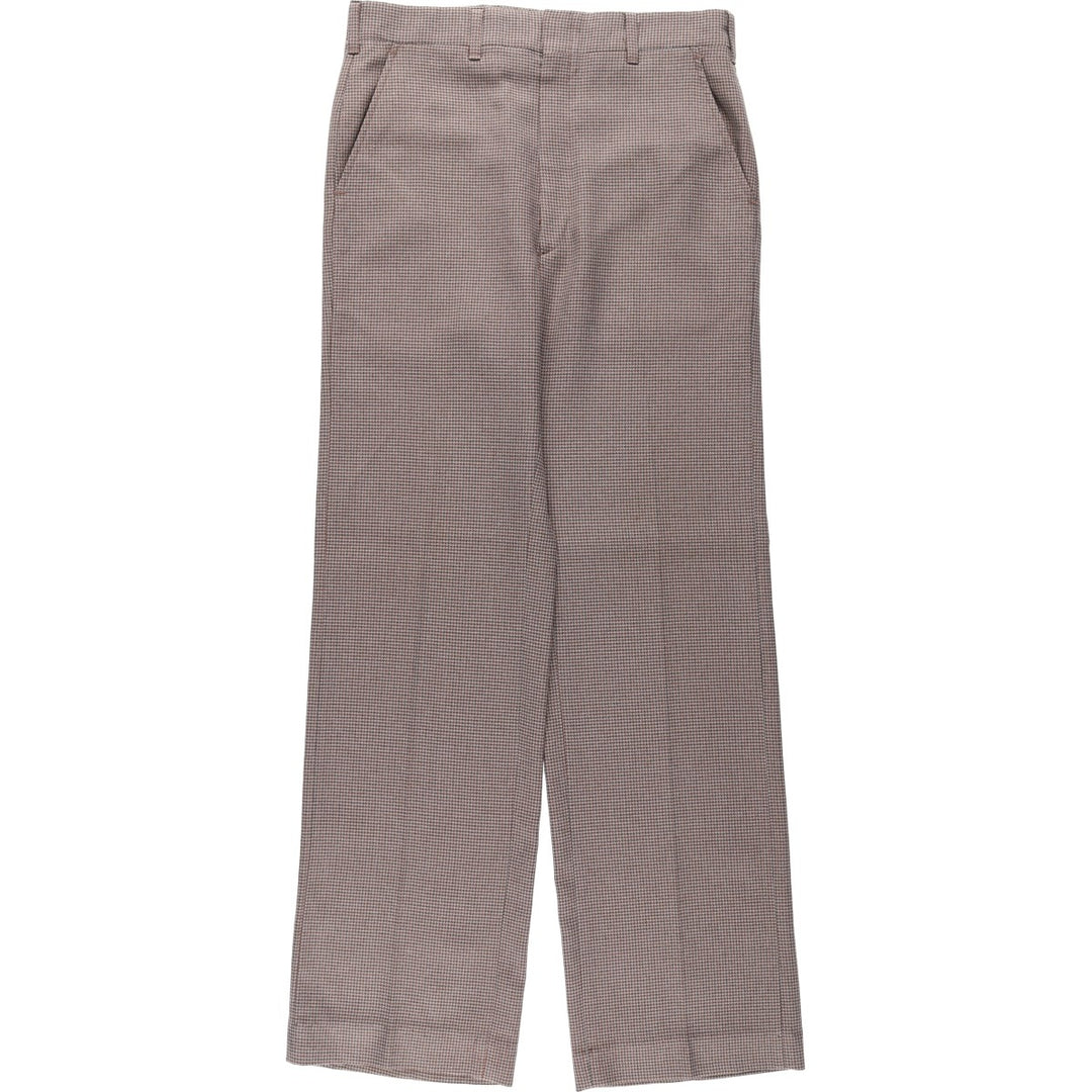 1970'S HAGGAR Houndstooth Pattern Slacks Pants, Made in USA, Men's W32 (approx.), Vintage unclear brown type Vintage Second Hand