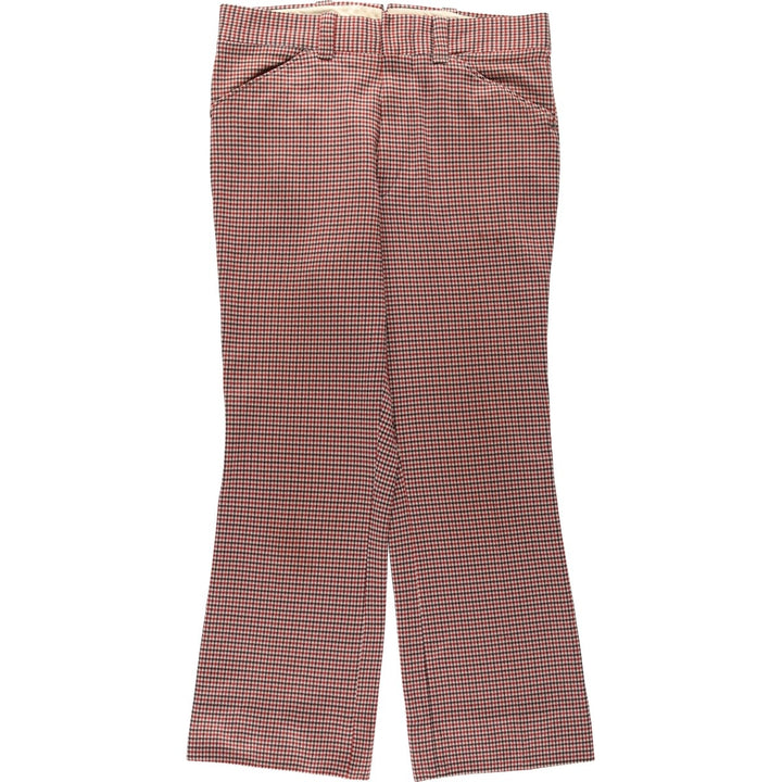 Checkered Pattern Flare Pants, Men's W36 (approx.), Vintage unclear ivory Vintage Second Hand