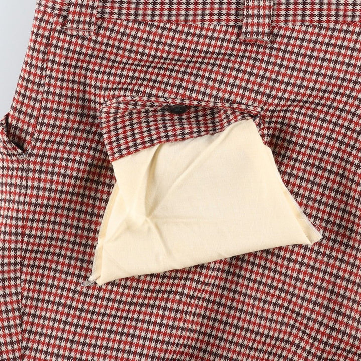 Checkered Pattern Flare Pants, Men's W36 (approx.), Vintage unclear ivory Vintage Second Hand