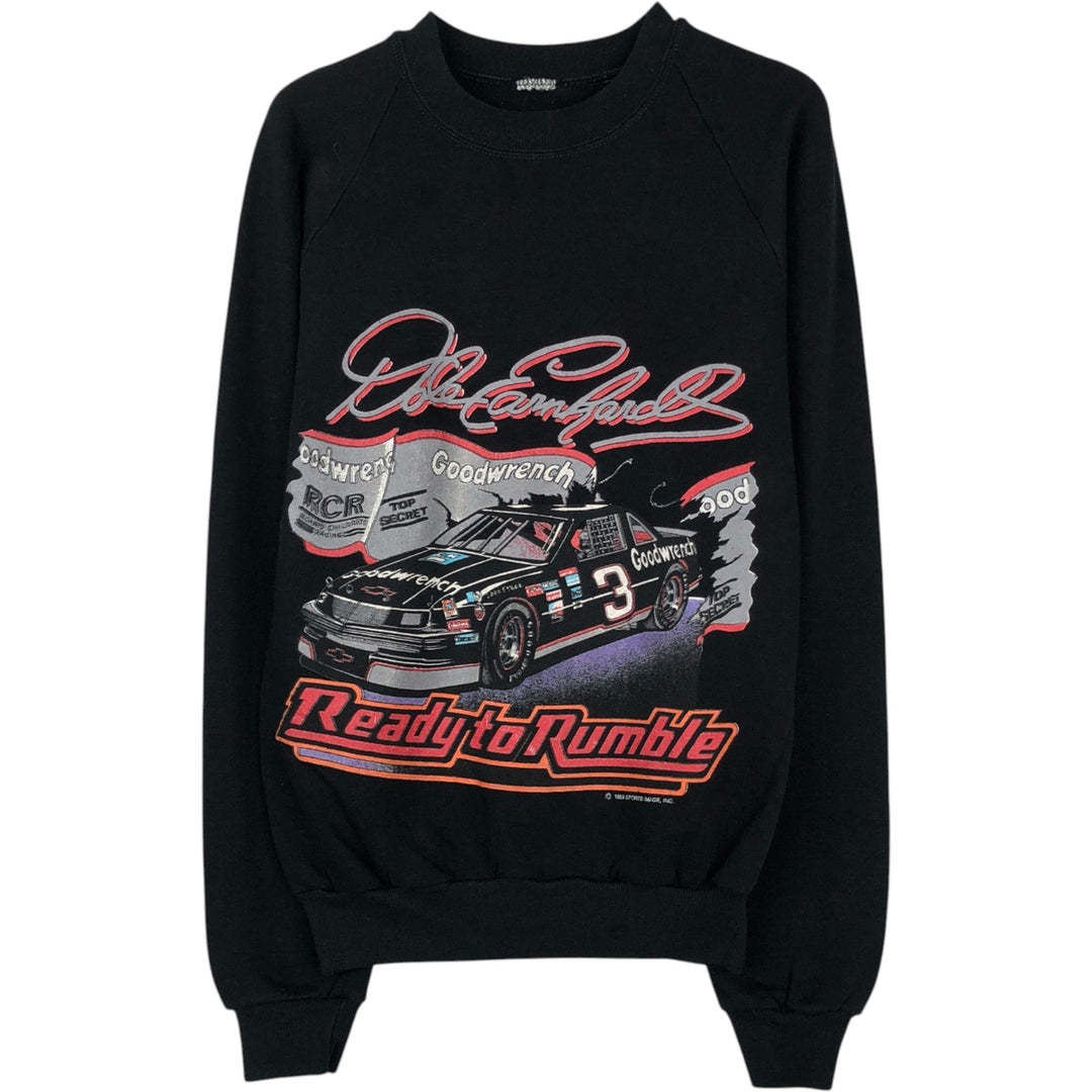 1980'S NASCAR Dale Earnhardt Print Sweatshirt, Women's Size S (approx.), Vintage unclear black type Vintage Second Hand
