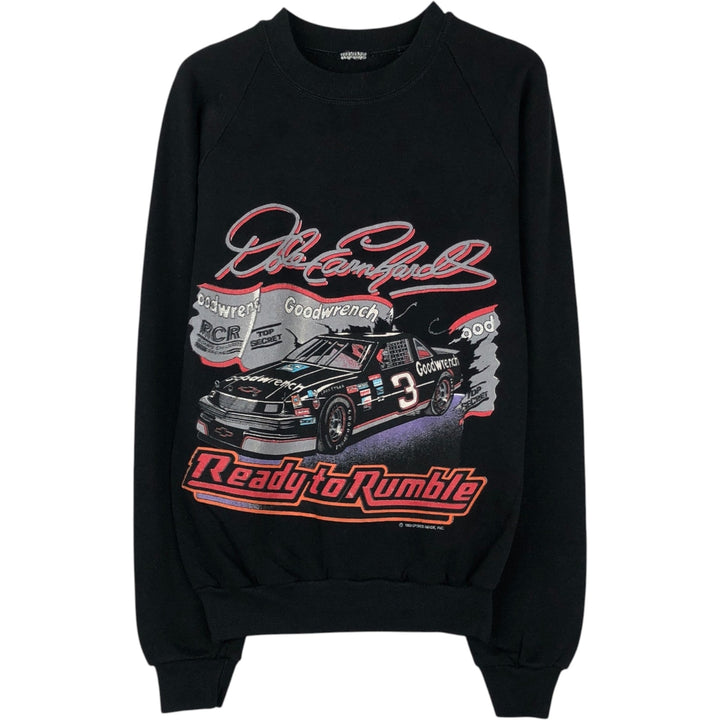 1980'S NASCAR Dale Earnhardt Print Sweatshirt, Women's Size S (approx.), Vintage unclear black type Vintage Second Hand