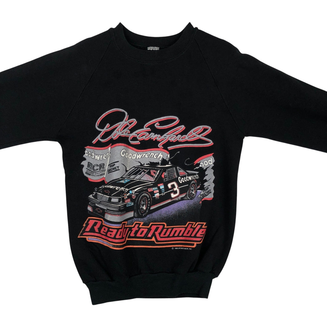 1980'S NASCAR Dale Earnhardt Print Sweatshirt, Women's Size S (approx.), Vintage unclear black type Vintage Second Hand