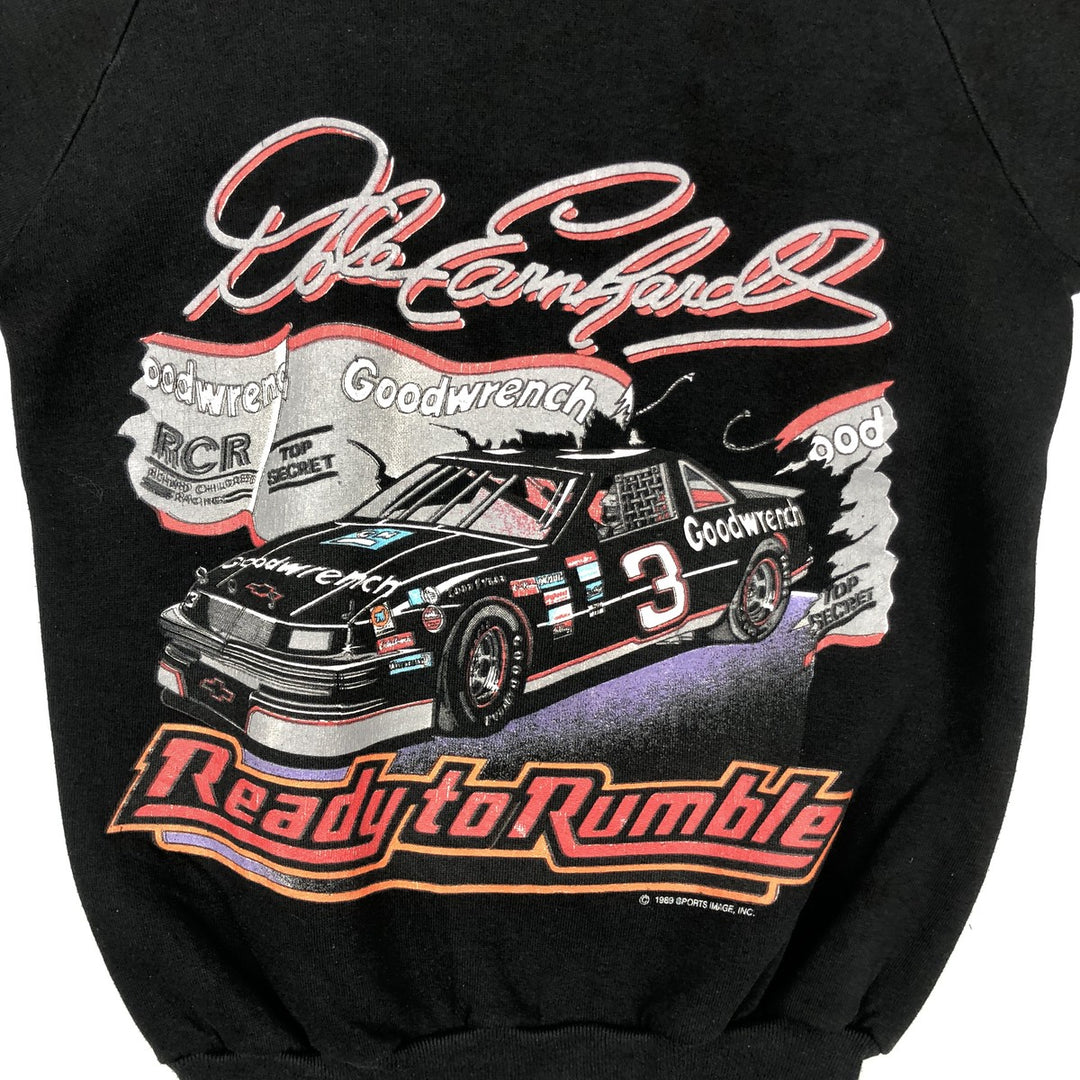 1980'S NASCAR Dale Earnhardt Print Sweatshirt, Women's Size S (approx.), Vintage unclear black type Vintage Second Hand