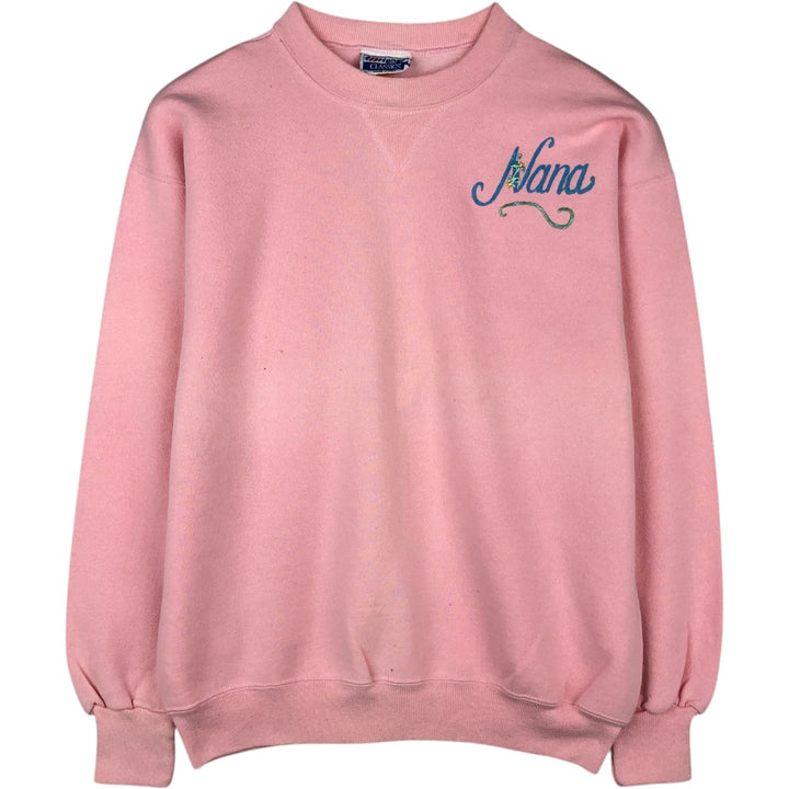 1980'S Hanes Blue Tag Printed Sweatshirt, Made in USA, Women's Size L (Equivalent), Vintage cotton pink type Vintage Second Hand