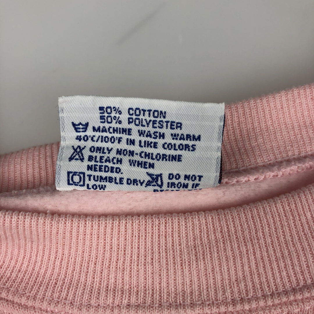 1980'S Hanes Blue Tag Printed Sweatshirt, Made in USA, Women's Size L (Equivalent), Vintage cotton pink type Vintage Second Hand