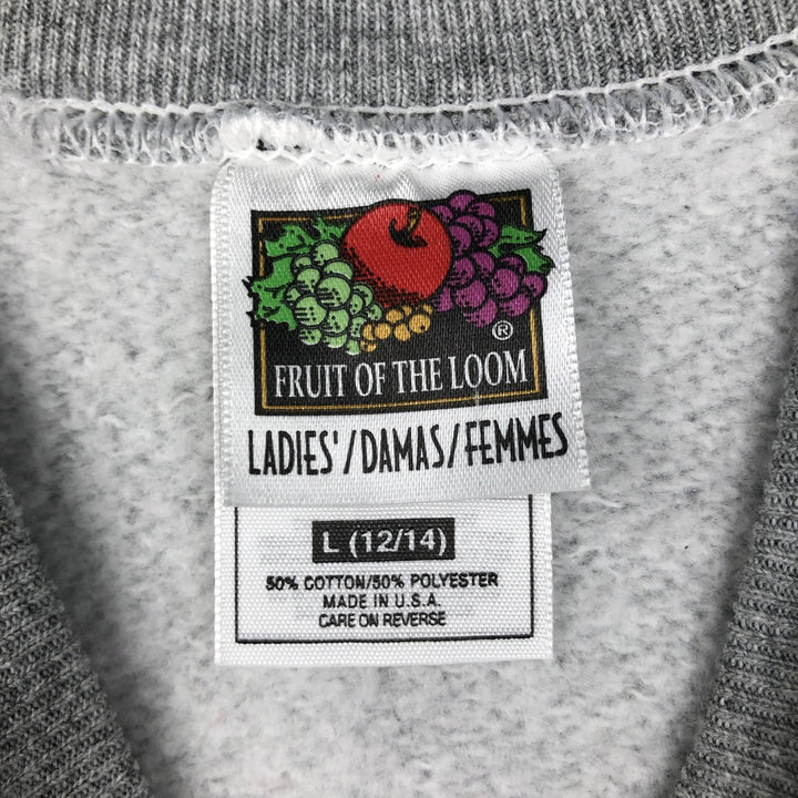 90'S Fruit of the Loom plain blank sweatshirt, made in the USA, women's size L equivalent. cotton gray type Vintage Second Hand