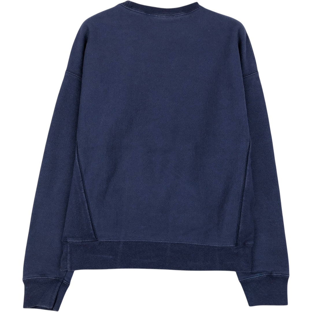 Champion REVERSE WEAVE Stripe Pattern Sweatshirt (Women's Size M) cotton navy blue type Vintage Second Hand