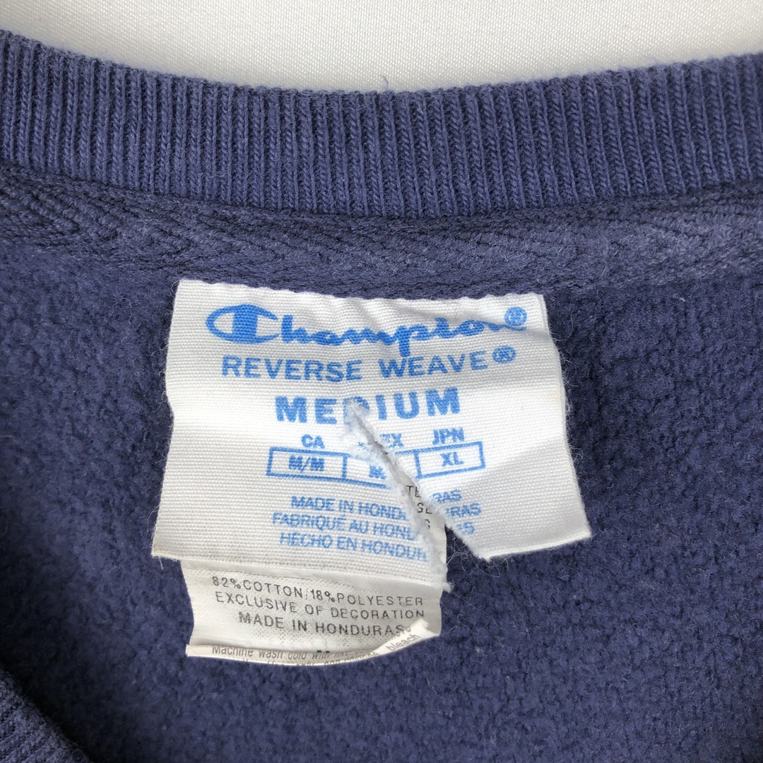 Champion REVERSE WEAVE Stripe Pattern Sweatshirt (Women's Size M) cotton navy blue type Vintage Second Hand
