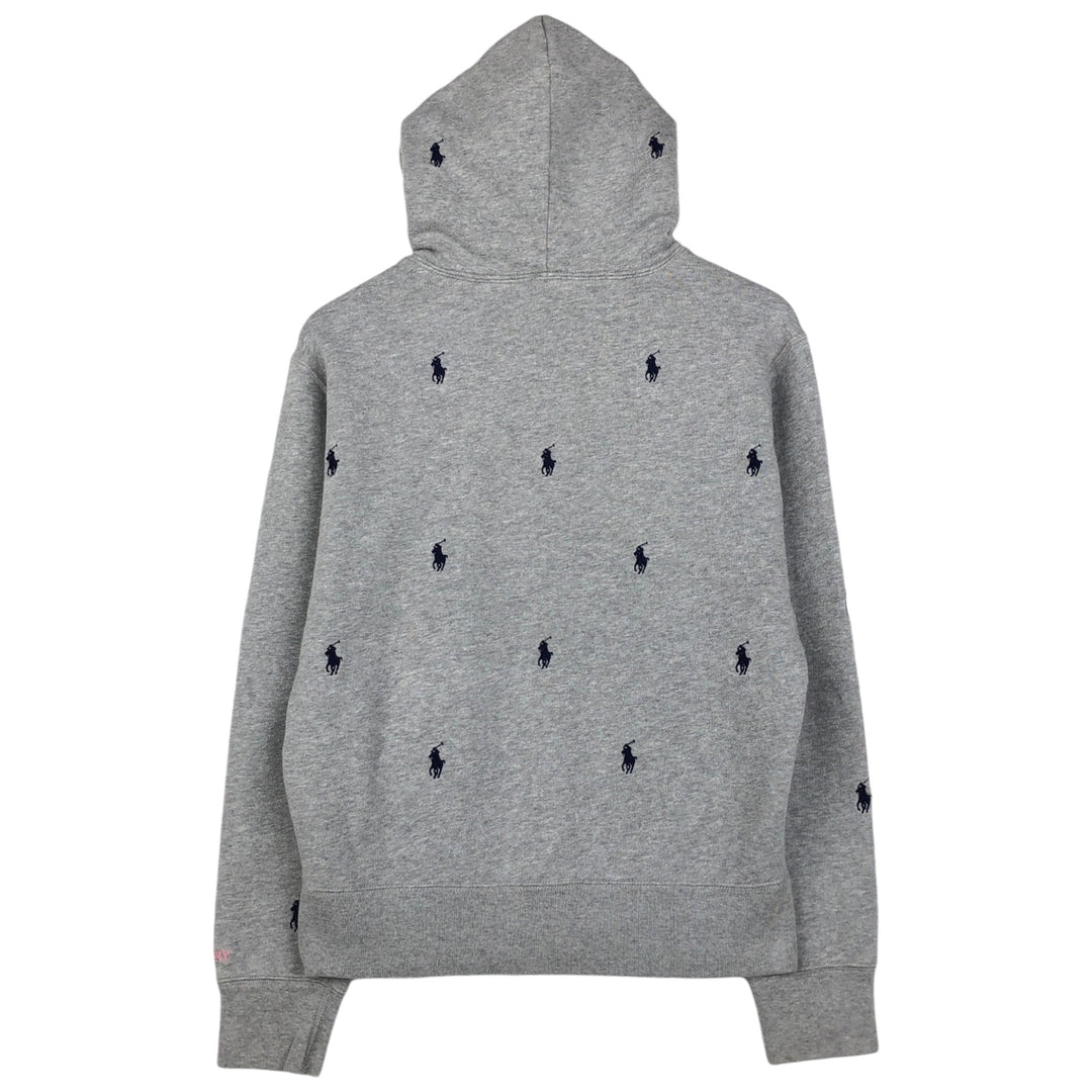 Ralph Lauren PINKPONY all-over print sweatshirt pullover hoodie, women's size L (approx.) cotton gray type Vintage Second Hand