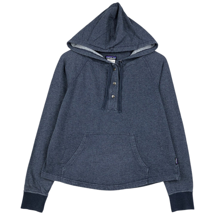 Patagonia Ahnya Pullover 54700FA14 Half-Snap Sweatshirt Half-Button Hoodie (Women's Size M) cotton navy blue type Vintage Second Hand