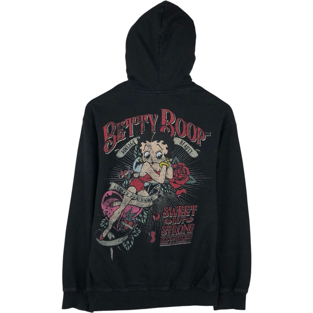 BETTY BOOP Character Sweatshirt Pullover Hoodie (Women's Size S) cotton black type Vintage Second Hand