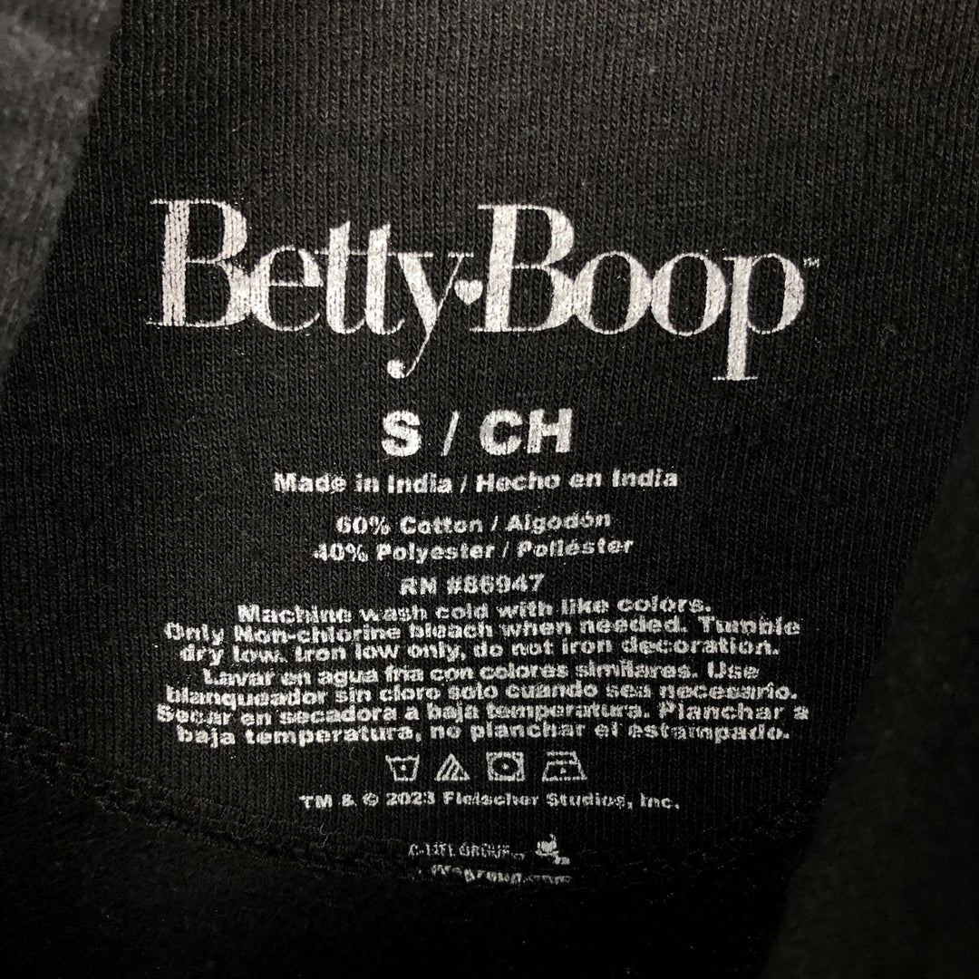 BETTY BOOP Character Sweatshirt Pullover Hoodie (Women's Size S) cotton black type Vintage Second Hand