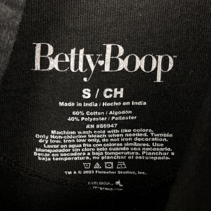 BETTY BOOP Character Sweatshirt Pullover Hoodie (Women's Size S) cotton black type Vintage Second Hand