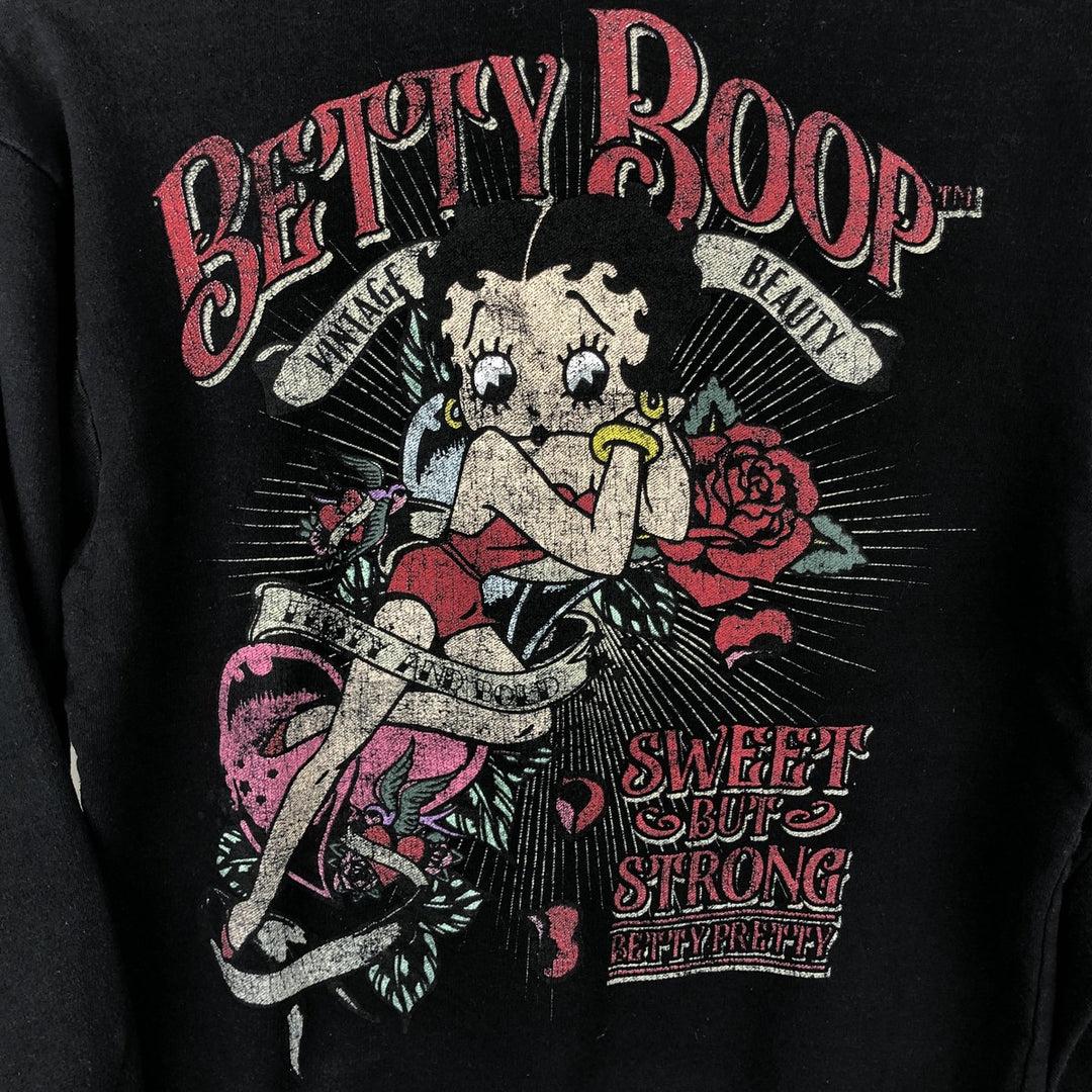 BETTY BOOP Character Sweatshirt Pullover Hoodie (Women's Size S) cotton black type Vintage Second Hand