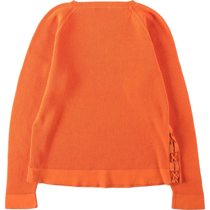 Ralph Lauren LRL LAUREN JEANS COMPANY Lace-up Cotton Knit Sweater, Women's Size XL (approx.) cotton orange type Vintage Second Hand