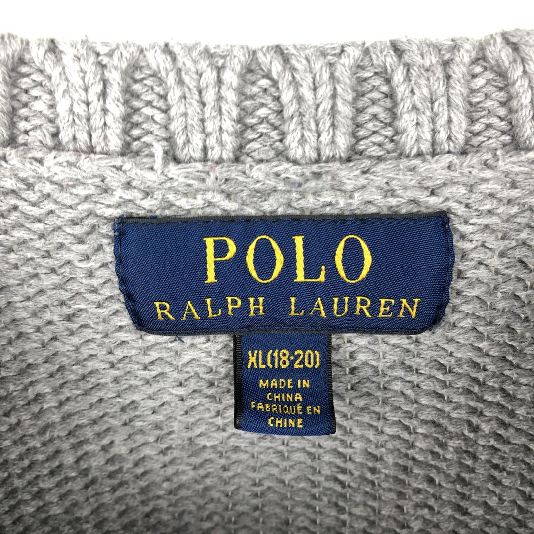 Ralph Lauren POLO RALPH LAUREN American flag pattern cotton knit sweater, women's size S (approx.) cotton gray type Vintage Second Hand