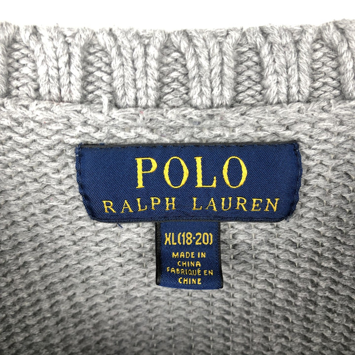 Ralph Lauren POLO RALPH LAUREN American flag pattern cotton knit sweater, women's size S (approx.) cotton gray type Vintage Second Hand