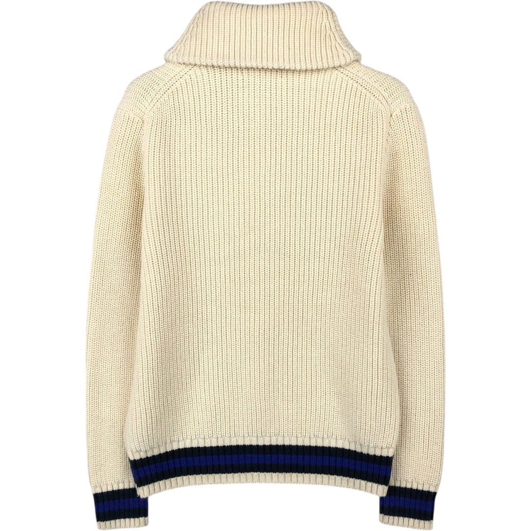 Ralph Lauren POLO RALPH LAUREN Big Pony Shawl Collar Cotton Knit Sweater, Women's Size S (approx.) cotton pale white type Vintage Second Hand