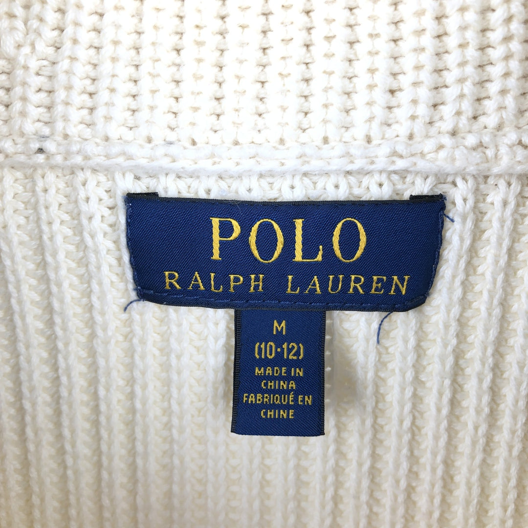 Ralph Lauren POLO RALPH LAUREN Big Pony Shawl Collar Cotton Knit Sweater, Women's Size S (approx.) cotton pale white type Vintage Second Hand