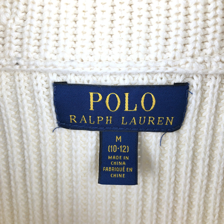 Ralph Lauren POLO RALPH LAUREN Big Pony Shawl Collar Cotton Knit Sweater, Women's Size S (approx.) cotton pale white type Vintage Second Hand