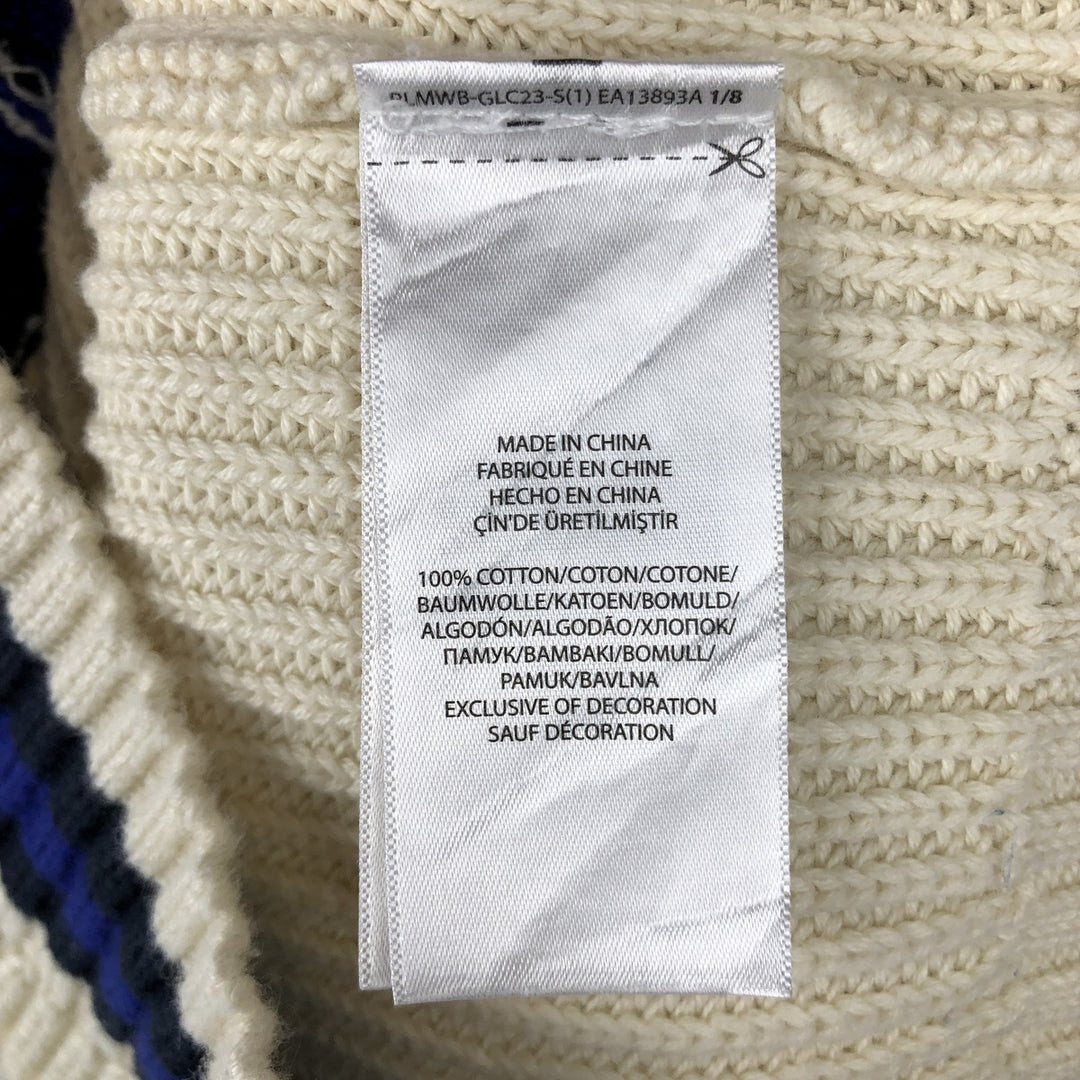 Ralph Lauren POLO RALPH LAUREN Big Pony Shawl Collar Cotton Knit Sweater, Women's Size S (approx.) cotton pale white type Vintage Second Hand