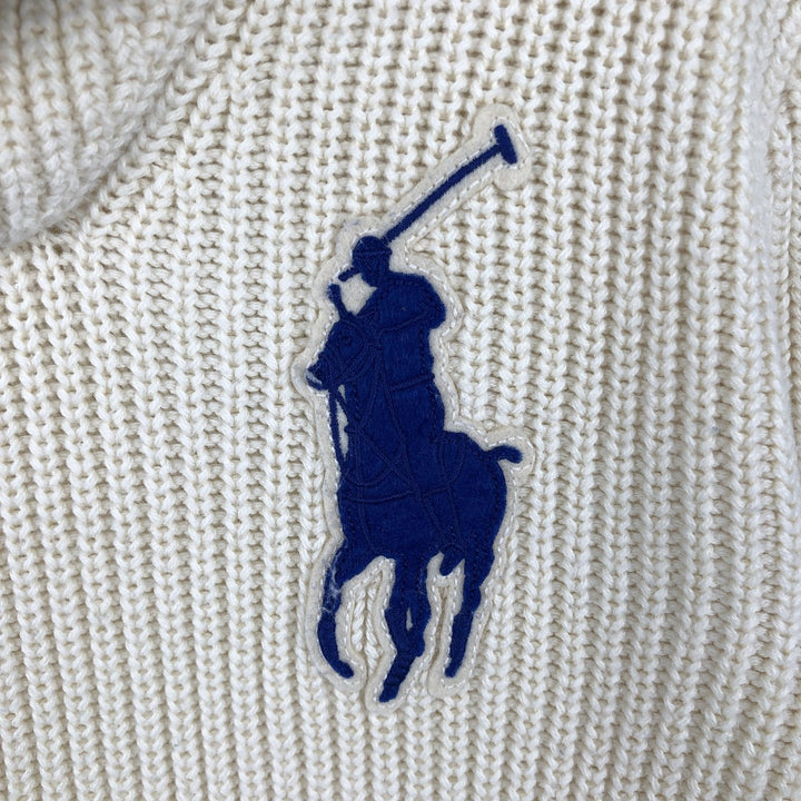 Ralph Lauren POLO RALPH LAUREN Big Pony Shawl Collar Cotton Knit Sweater, Women's Size S (approx.) cotton pale white type Vintage Second Hand