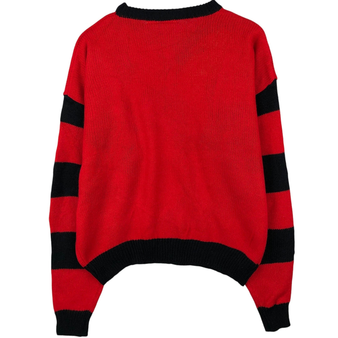 Vintage 80s-90'S Mickey&Co. MINNIE MOUSE striped pattern acrylic knit sweater, women's size L equivalent. acrylic red type Vintage Second Hand