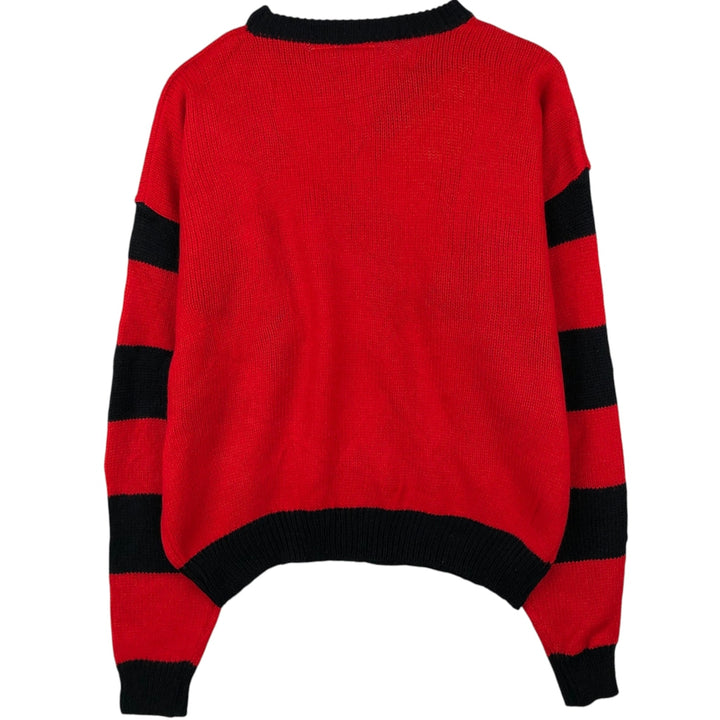 Vintage 80s-90'S Mickey&Co. MINNIE MOUSE striped pattern acrylic knit sweater, women's size L equivalent. acrylic red type Vintage Second Hand