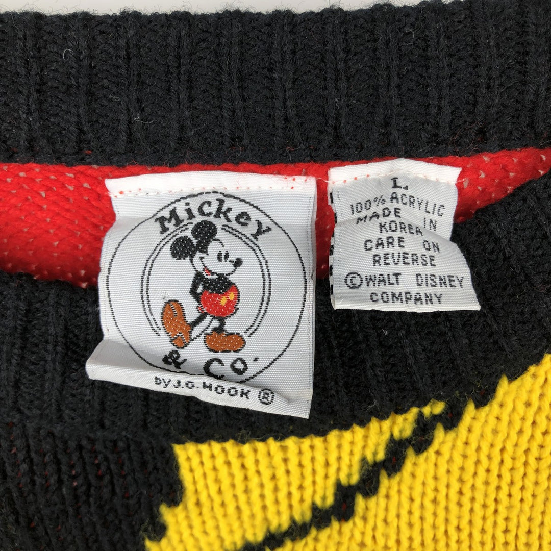Vintage 80s-90'S Mickey&Co. MINNIE MOUSE striped pattern acrylic knit sweater, women's size L equivalent. acrylic red type Vintage Second Hand