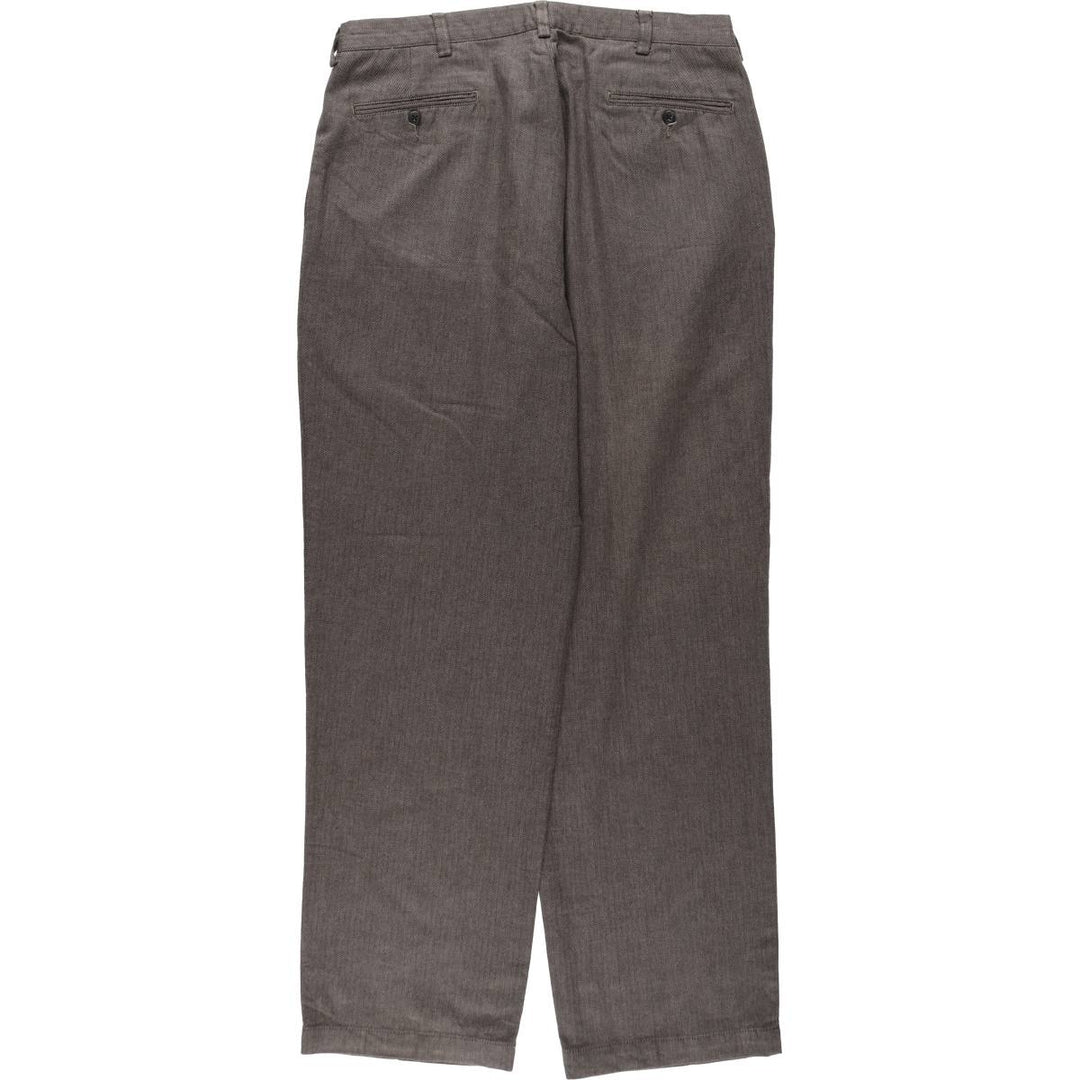Ralph Lauren POLO by Ralph Lauren Two-pleat Herringbone Cotton Slacks, Men's, Size W35 cotton walnut Vintage Second Hand